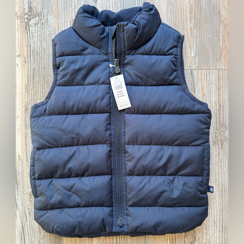 New Kids Gap Navy Blue Puffer Vest 4 Years Layer Basic Winter Spring